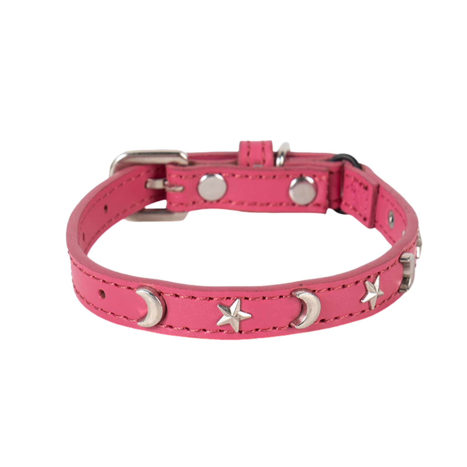 thumbnail image 2 of Collar de cuero para gatos adecuado para niños y niñas Gatos con banda elástica Estrella y luna Hebilla ajustable Collar adecuado para gatos pequeños Gatos grandes Tamaño 8-12 pulgadas, 2 of 2